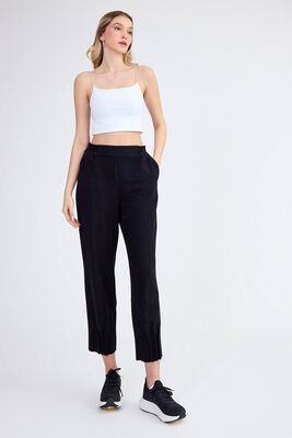 Beli Lastikli Paçası Pileli Triko Pantolon - Thumbnail (11)