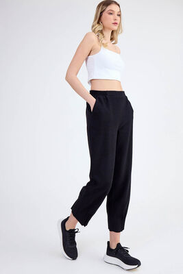 Beli Lastikli Paçası Pileli Triko Pantolon - Thumbnail (13)