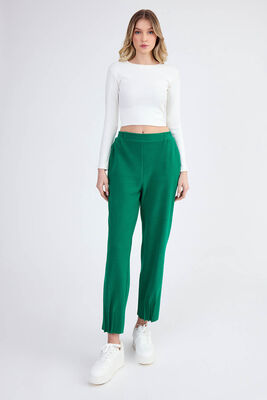 Beli Lastikli Paçası Pileli Triko Pantolon - Thumbnail (16)