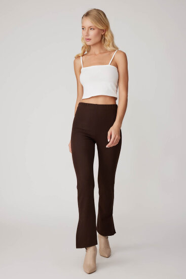 Beli Lastikli Paçası Yırtmaçlı Pantolon - 3