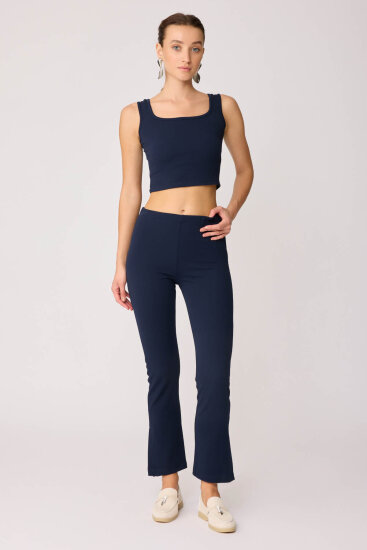 Beli Lastikli Paçası Yırtmaçlı Pantolon - 7