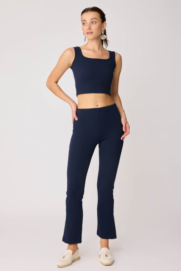 Beli Lastikli Paçası Yırtmaçlı Pantolon - 8