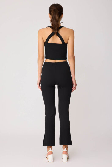 Beli Lastikli Paçası Yırtmaçlı Pantolon - 15