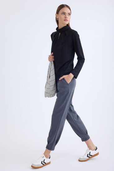 Beli Lastikli Pileli Eşofman Pantolon - 3