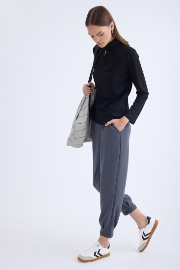 Beli Lastikli Pileli Eşofman Pantolon - 5