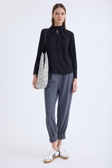 Beli Lastikli Pileli Eşofman Pantolon - 1