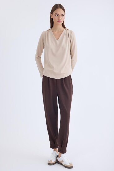 Beli Lastikli Pileli Eşofman Pantolon - 8