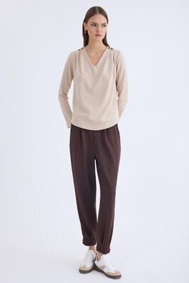 Beli Lastikli Pileli Eşofman Pantolon - Thumbnail (7)