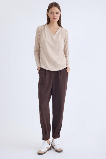 Beli Lastikli Pileli Eşofman Pantolon - 6