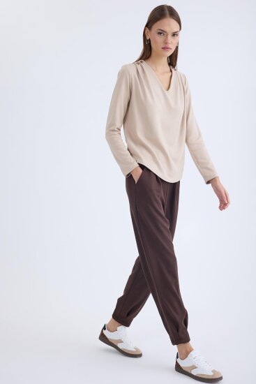 Beli Lastikli Pileli Eşofman Pantolon - 10