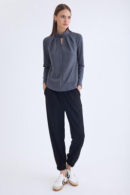 Beli Lastikli Pileli Eşofman Pantolon - Thumbnail (10)