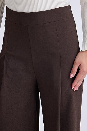 Beli Lastikli Pileli Geniş Paça Pantolon - 2
