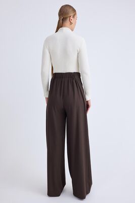 Beli Lastikli Pileli Geniş Paça Pantolon - Thumbnail (3)