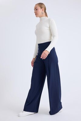 Beli Lastikli Pileli Geniş Paça Pantolon - Thumbnail (6)