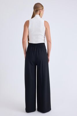 Beli Lastikli Pileli Geniş Paça Pantolon - Thumbnail (11)