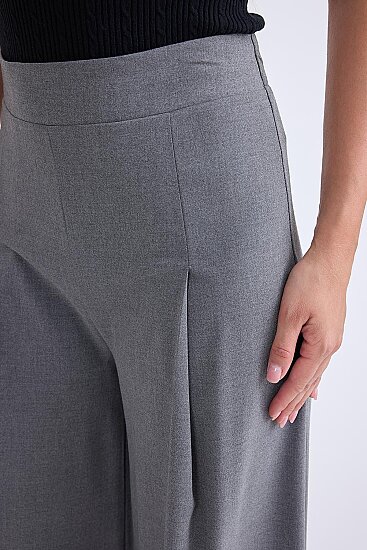 Beli Lastikli Pileli Geniş Paça Pantolon - 15
