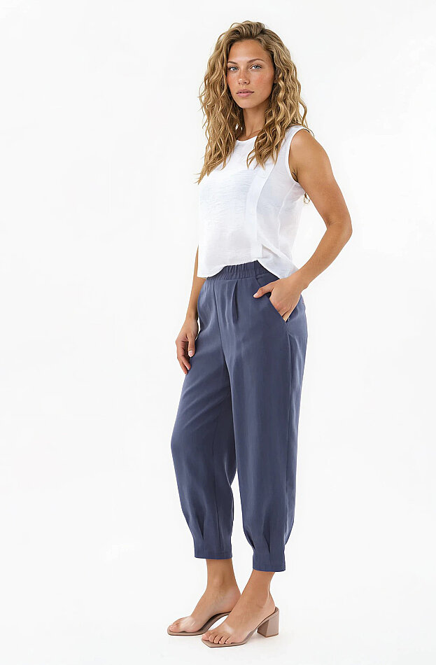 Beli Lastikli Pileli Havuç Pantolon - 6