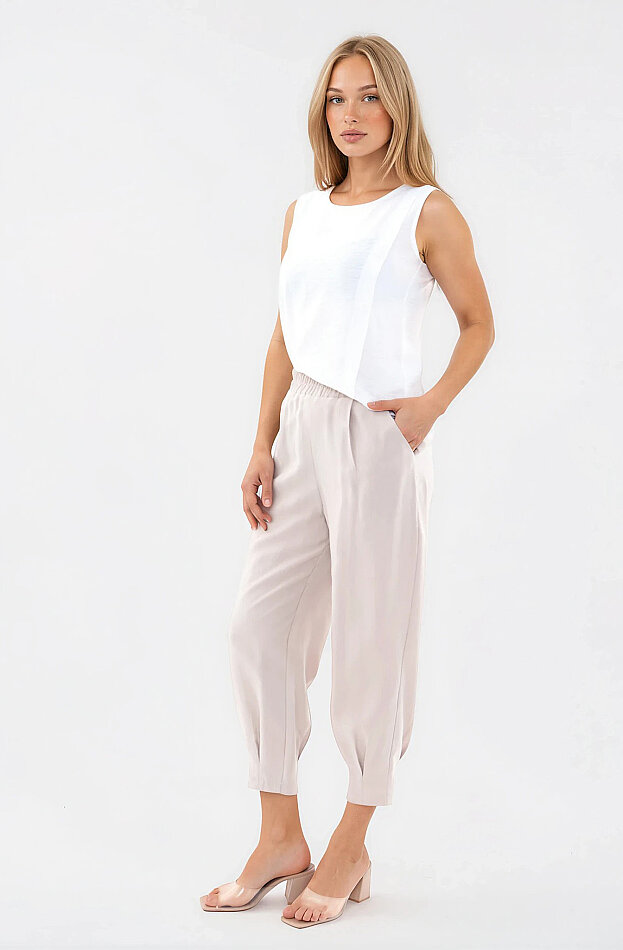 Beli Lastikli Pileli Havuç Pantolon - 2