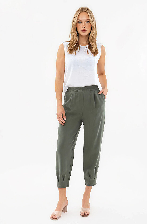 Beli Lastikli Pileli Havuç Pantolon - 9