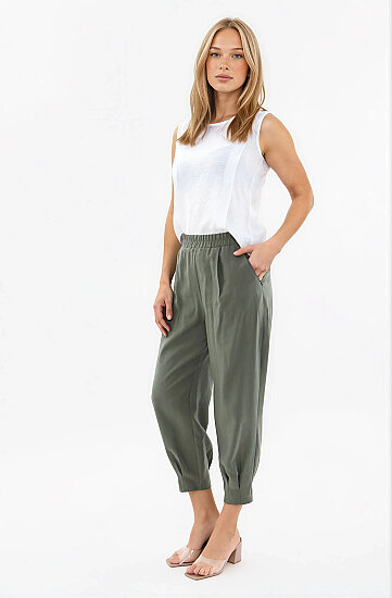 Beli Lastikli Pileli Havuç Pantolon - 10