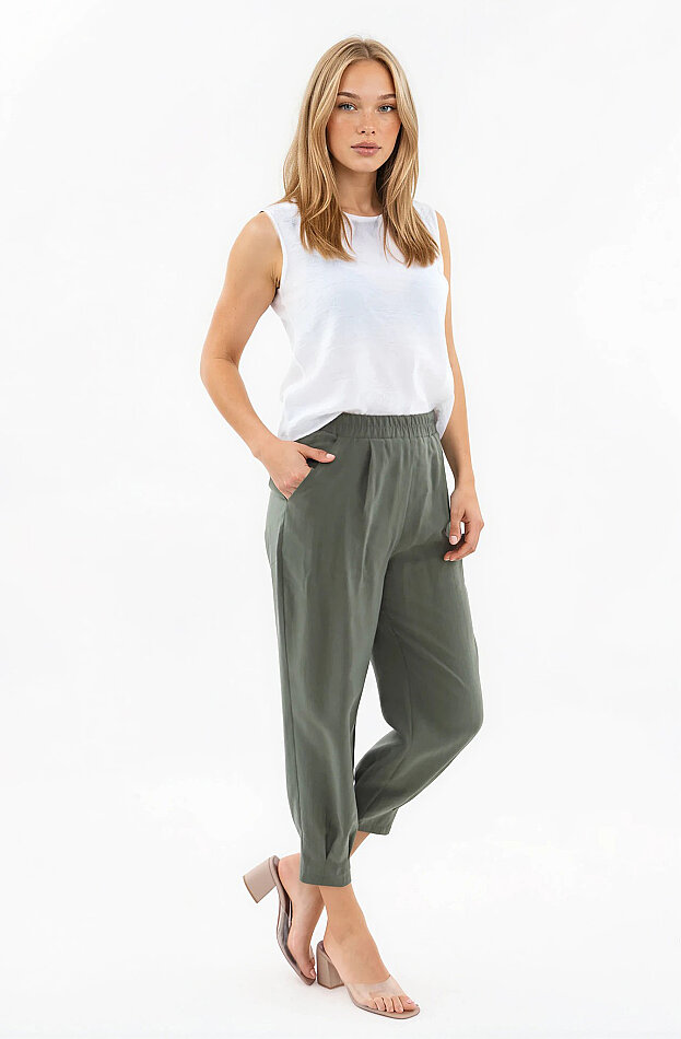 Beli Lastikli Pileli Havuç Pantolon - 11