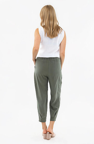 Beli Lastikli Pileli Havuç Pantolon - 12