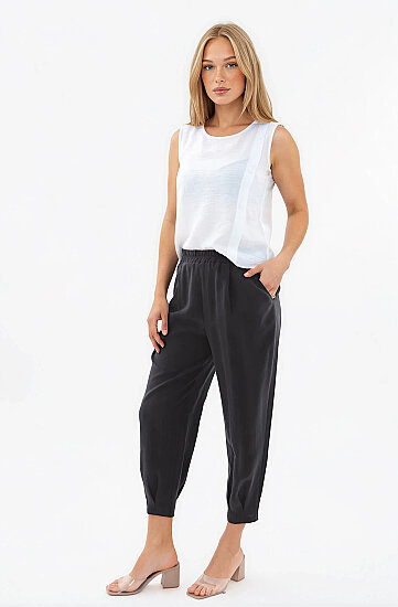 Beli Lastikli Pileli Havuç Pantolon - 14