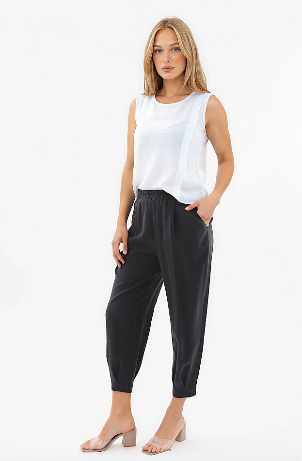 Beli Lastikli Pileli Havuç Pantolon - 14