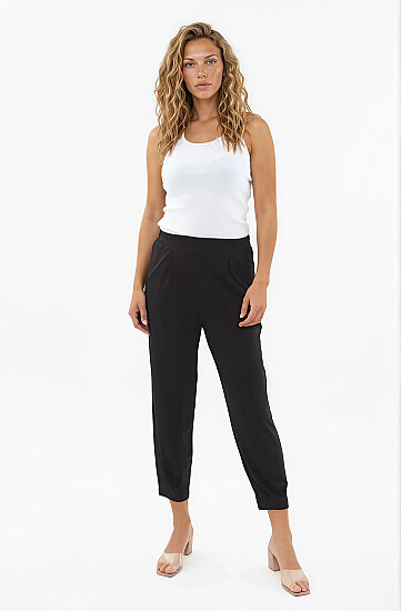 Beli Lastikli Pileli Modal Kumaş Pantolon - 2