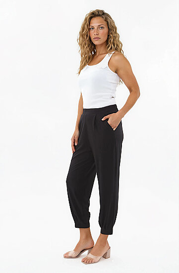 Beli Lastikli Pileli Modal Kumaş Pantolon - 3