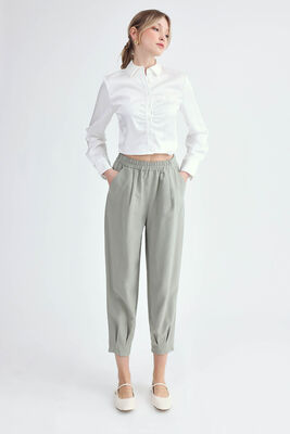 Beli Lastikli Pileli Pantolon - Thumbnail (2)