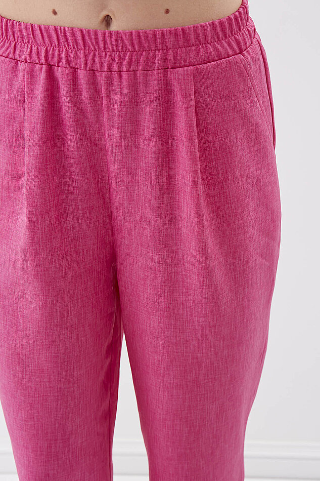 Beli Lastikli Pileli Yüksek Bel Pantolon - 14