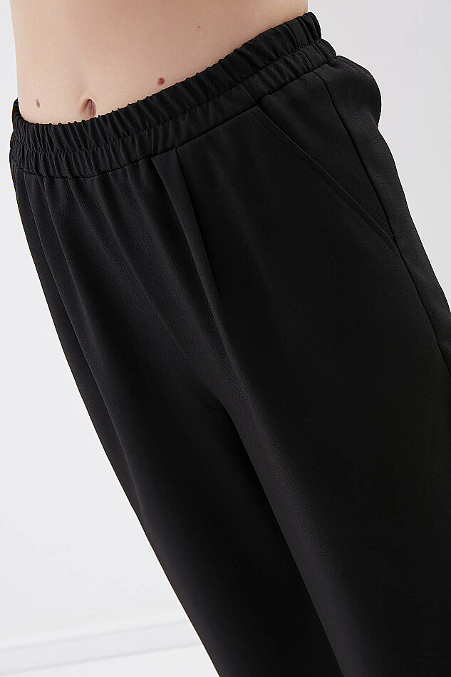 Beli Lastikli Pileli Yüksek Bel Pantolon - 3