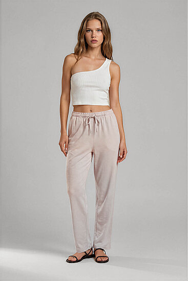 Beli Lastikli Saten Pantolon - 4