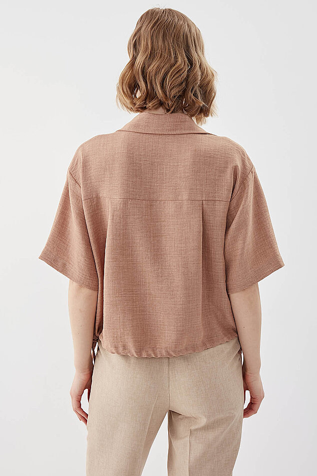 Beli Lastikli Tek Cep Crop Gömlek - 5