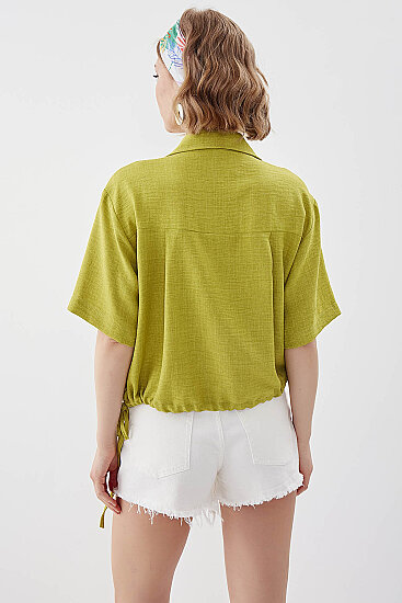Beli Lastikli Tek Cep Crop Gömlek - 26