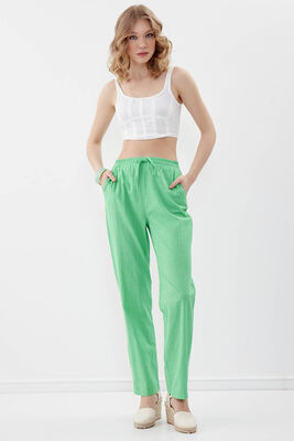 Beli Lastikli Viskon Keten Rahat Pantolon - 11