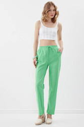 Beli Lastikli Viskon Keten Rahat Pantolon - 12