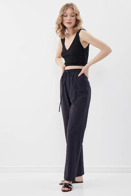 Beli Lastikli Viskon Keten Rahat Pantolon - 1