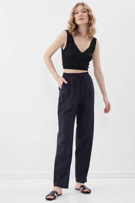 Beli Lastikli Viskon Keten Rahat Pantolon - 3