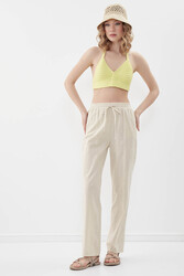 Beli Lastikli Viskon Keten Rahat Pantolon - 16