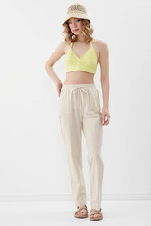 Beli Lastikli Viskon Keten Rahat Pantolon - 18