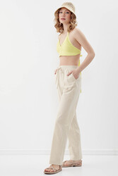 Beli Lastikli Viskon Keten Rahat Pantolon - 19