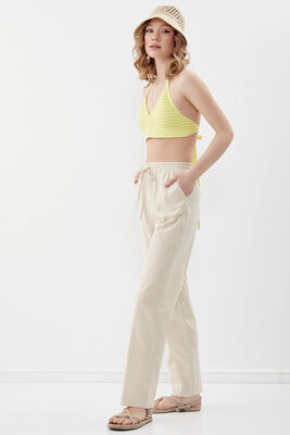 Beli Lastikli Viskon Keten Rahat Pantolon - 19