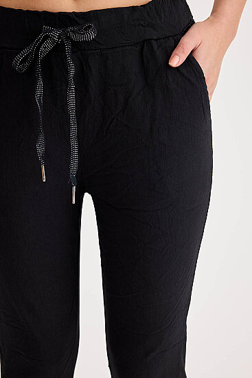 Beli Simli Bağcıklı Havuç Kesim Pantolon - 40