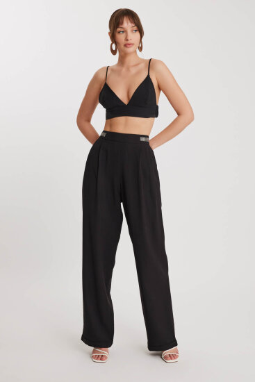 Beli Taş Detaylı Pileli Pantolon - 3