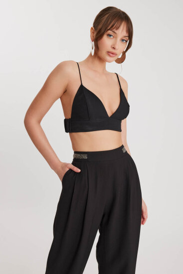 Beli Taş Detaylı Pileli Pantolon - 6