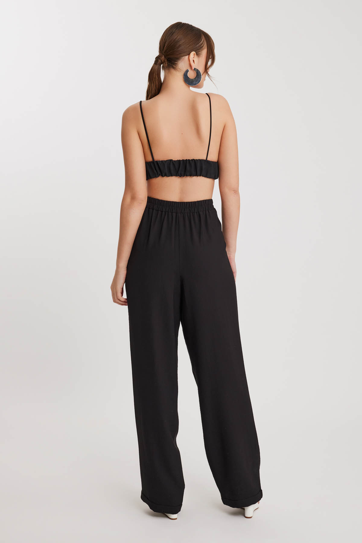 Beli Taş Detaylı Pileli Pantolon - Thumbnail