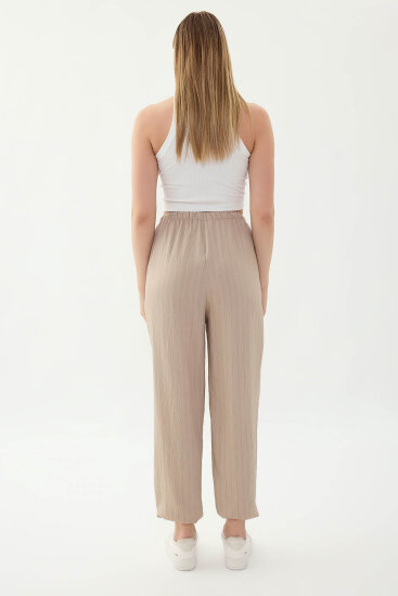 Beli ve Paçası Lastikli Çizgi Desen Şalvar Pantolon - 27