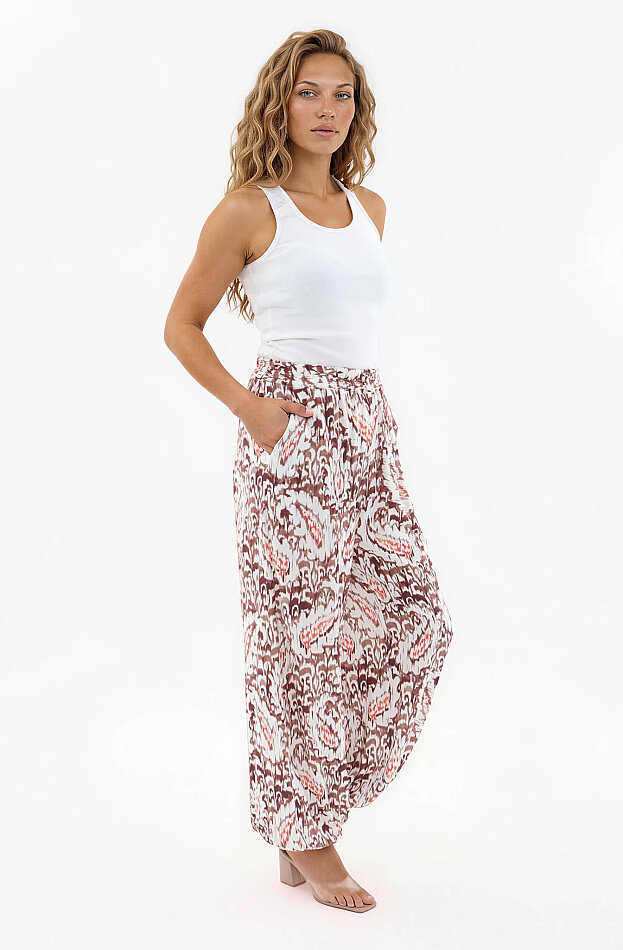 Beli Ve Paçası Lastikli Desenli Pantolon - 2